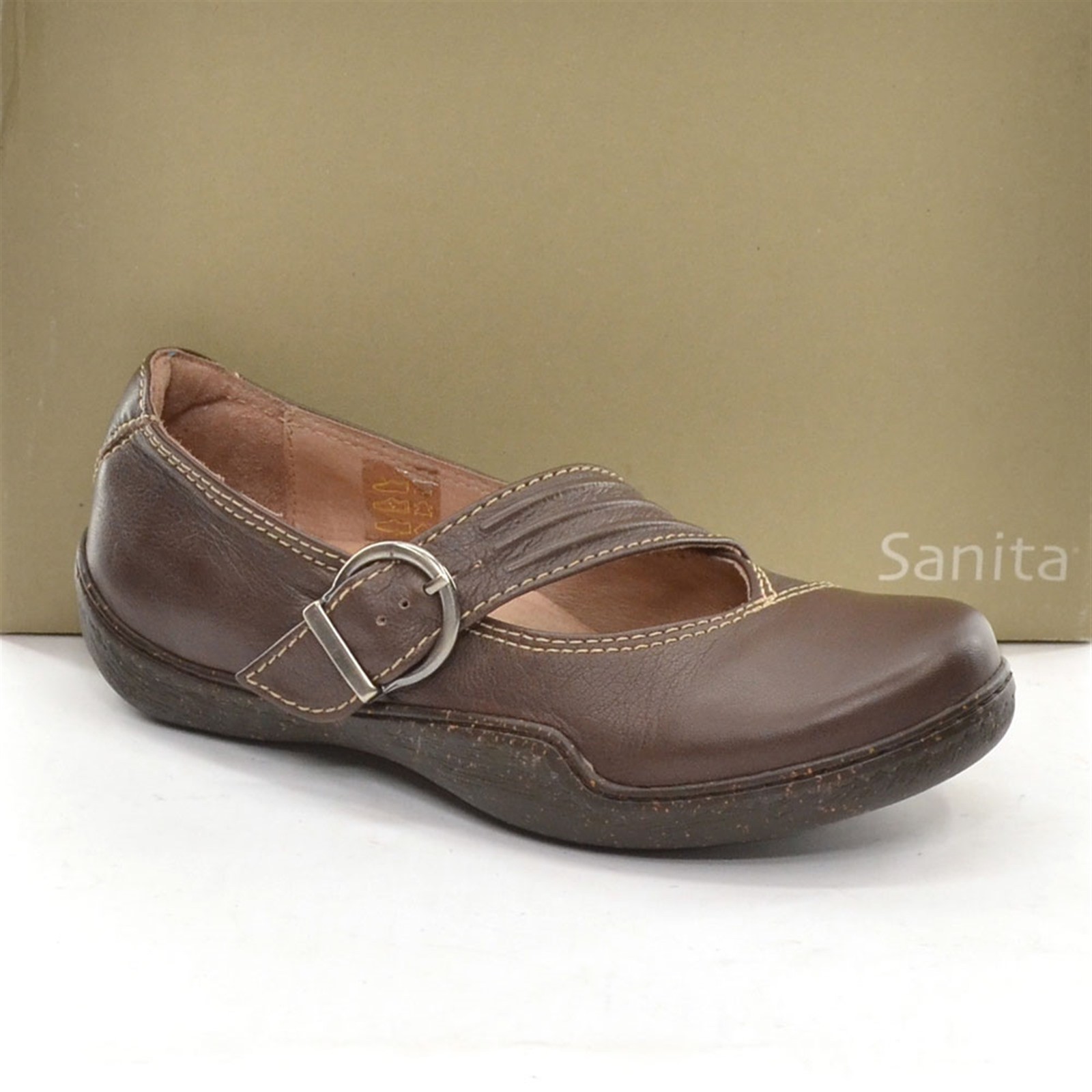 Ladies Sanita Jytta Mary Jane Loafers 36 / 6 Brown Leather Flat Shoes New in Box
