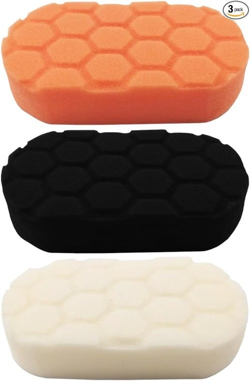 3PCS Hand Applicator Pad Kit, 2.9 × 5 Inch Wax Applicator Pads, Cutting Automot