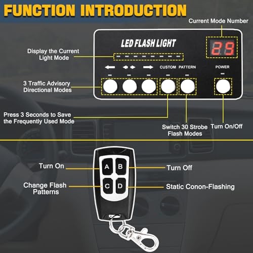 Traffic Advisor Strobe Lights Bar Emergency Warning Strobe Amber and White