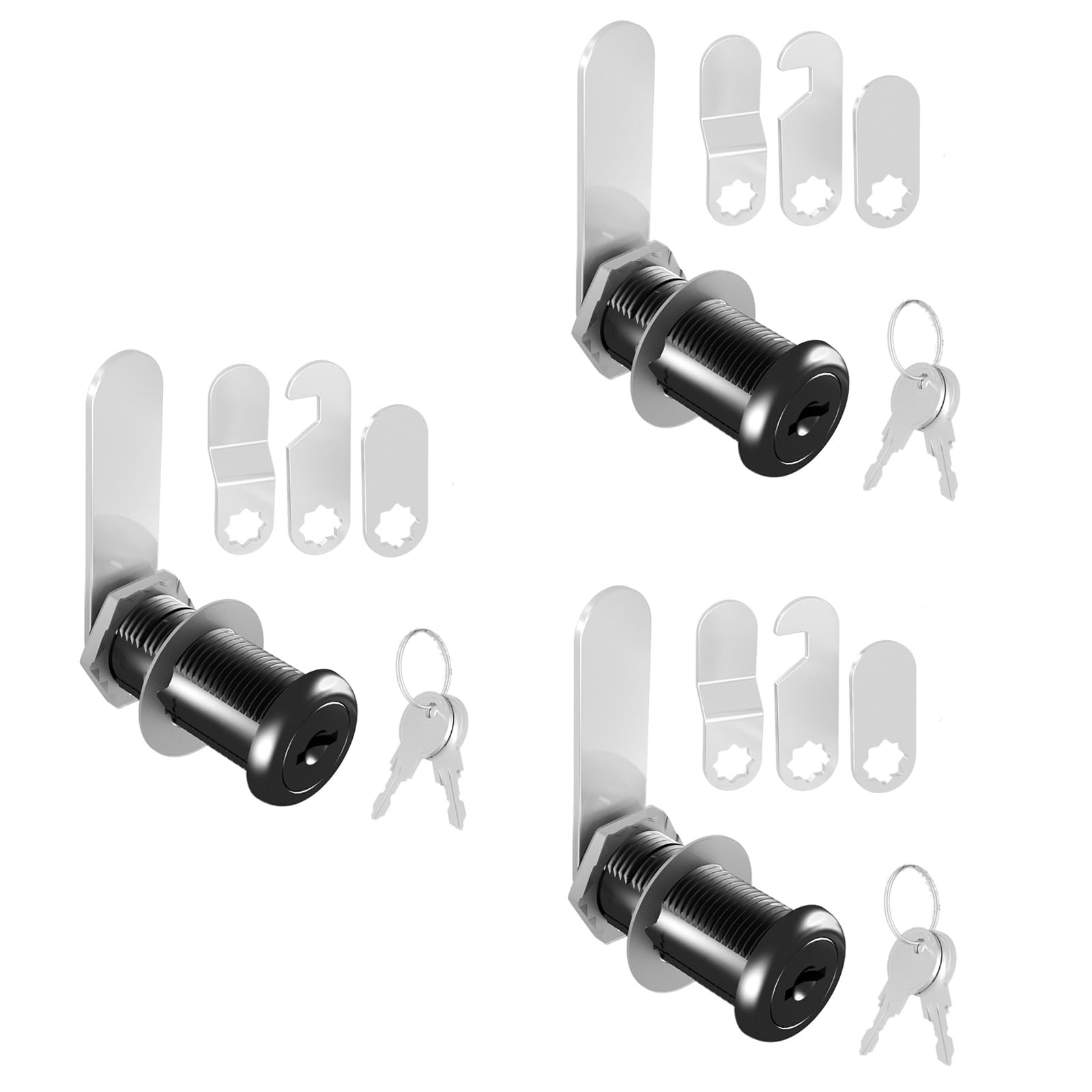 3 Pcs Cabinet Locks with Keys, 1-1/2'' Cam Lock Keyed Alike Fit 1-3/8'' Max P...