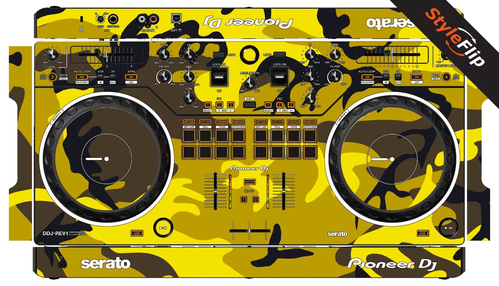 Pioneer DDJ-REV1 Skin | Camo Yellow | Protective Decal | StyleFlip Skins