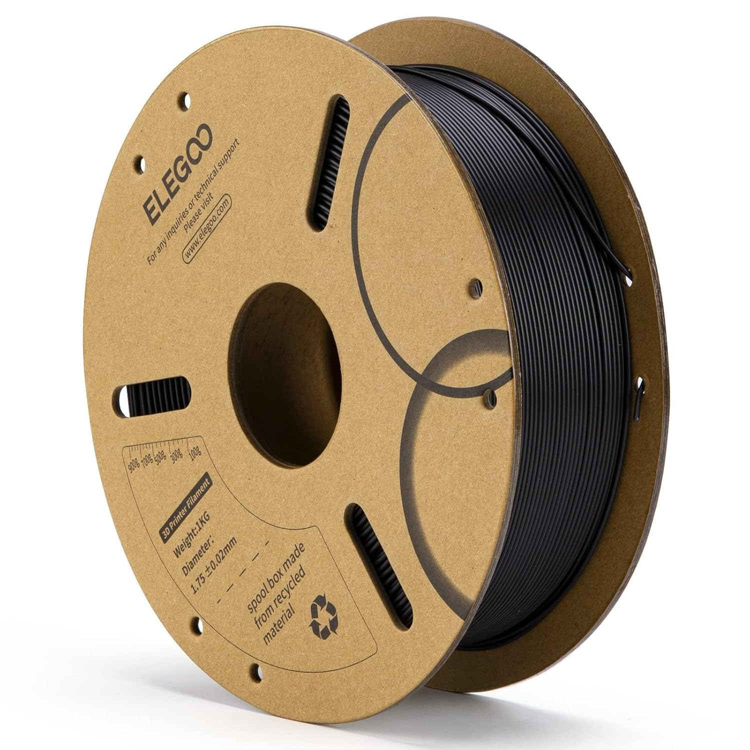 PLA Filament 1.75Mm Black 1KG, 3D Printer Filament Dimensional Accuracy +/- 0.02