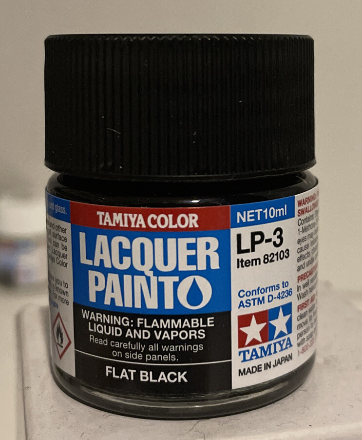 Tamiya LP-3 Flat Black Lacquer Paint (10ml) [TAM82103]