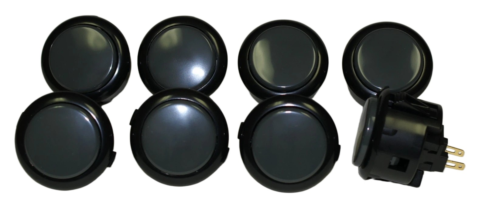 Japan Sanwa Buttons OBSF-30-K/DH Black Gray Color x 8pcs Video Game Arcade parts