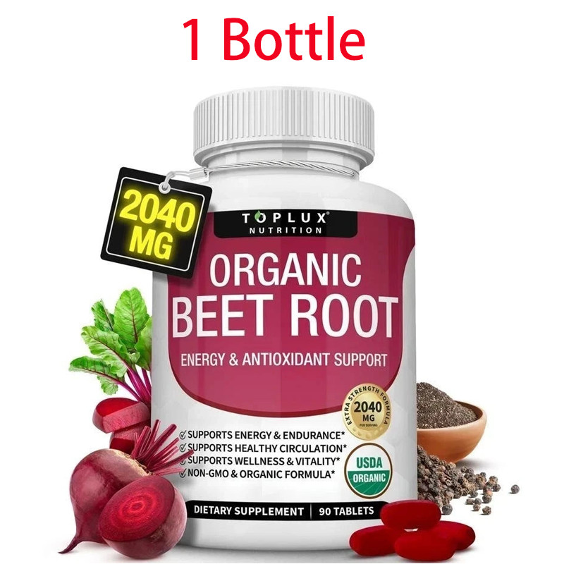 Toplux Organic Beet Root Tablet 2040mg Nitric Oxide Boosting Beetroot Supplement