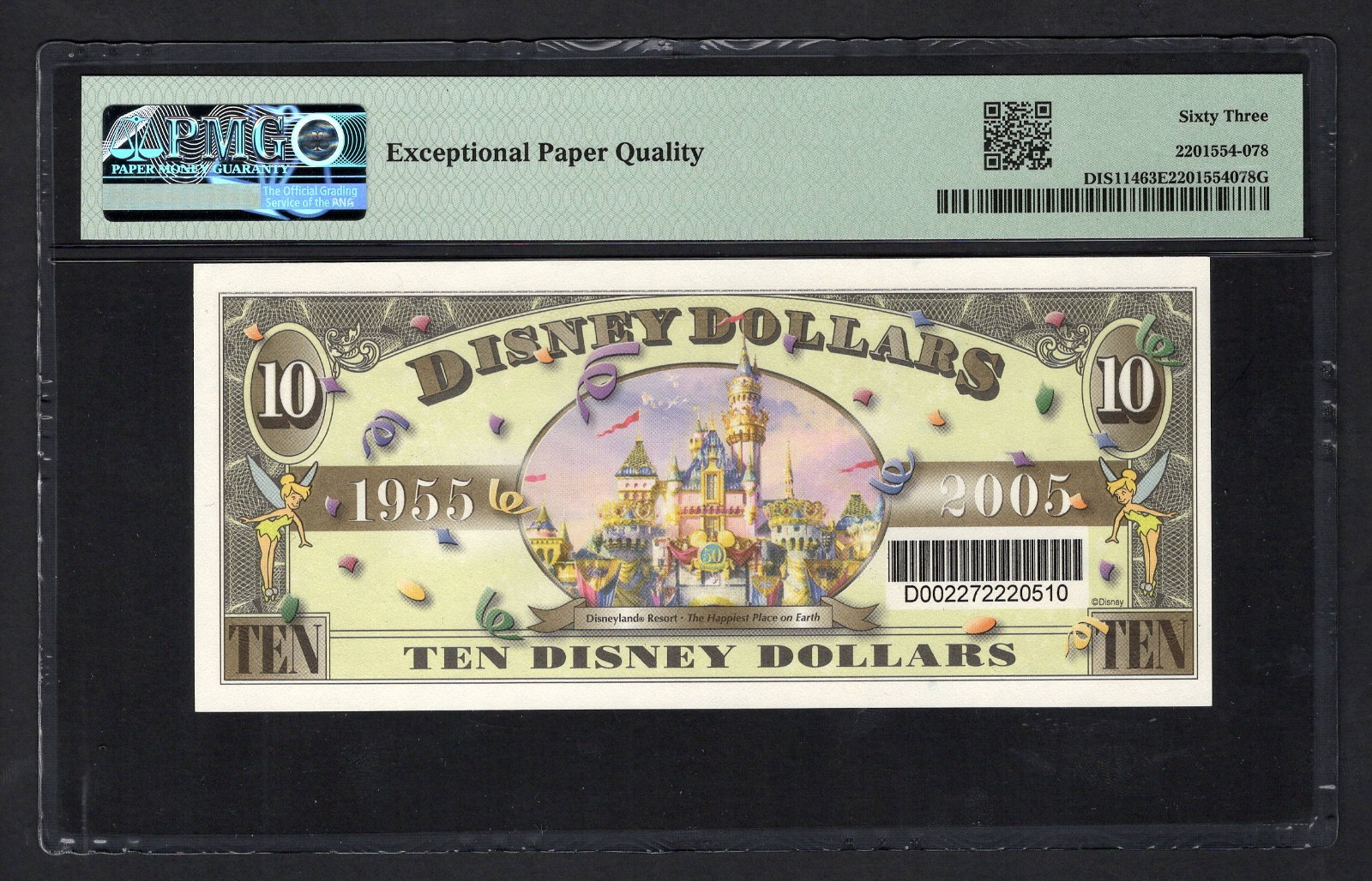 Disney Dollar 10 Dollars 2005 DIS114 Uncirculated Grade 63