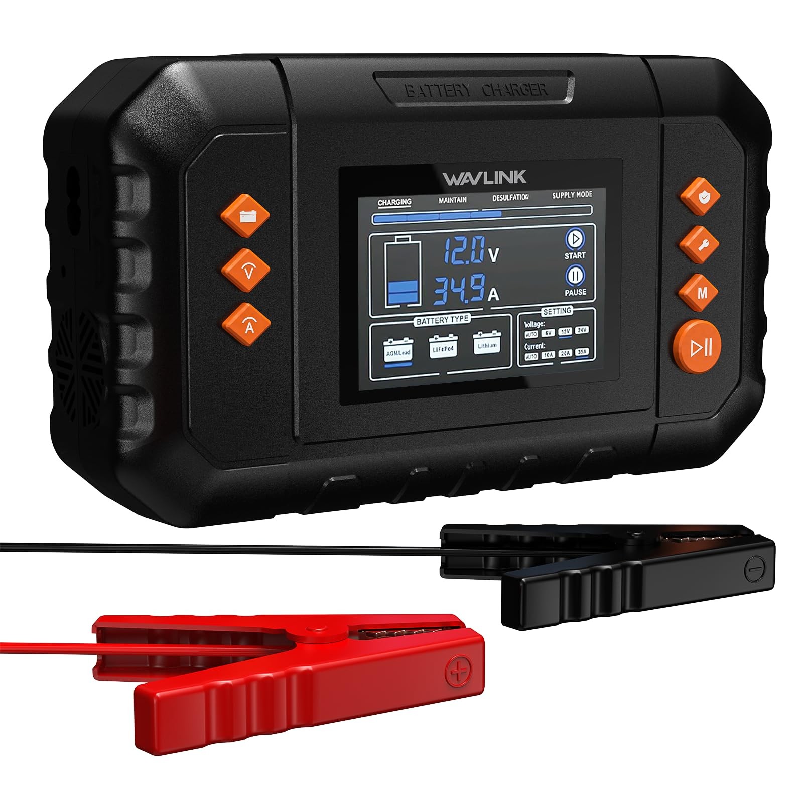 WAVLINK 450W Smart Battery Charger, Max. 35A Trickle Standard size, 35-AMP