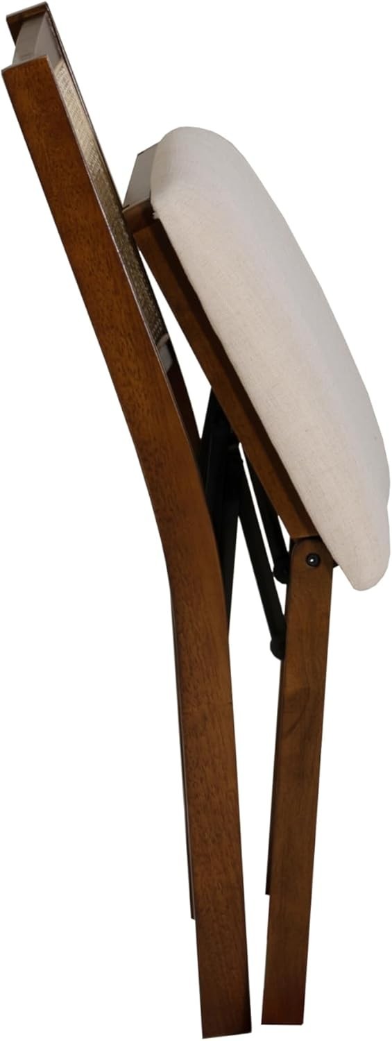 Stylish Brown Rattan Cane Foldable Wooden Dining Side Chair - Fully Assembled