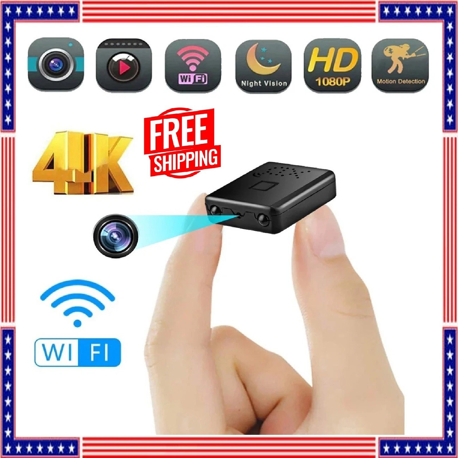 Smart Mini WiFi Camera Wireless 1080P HD Small Night Cam w/Battery Home Security