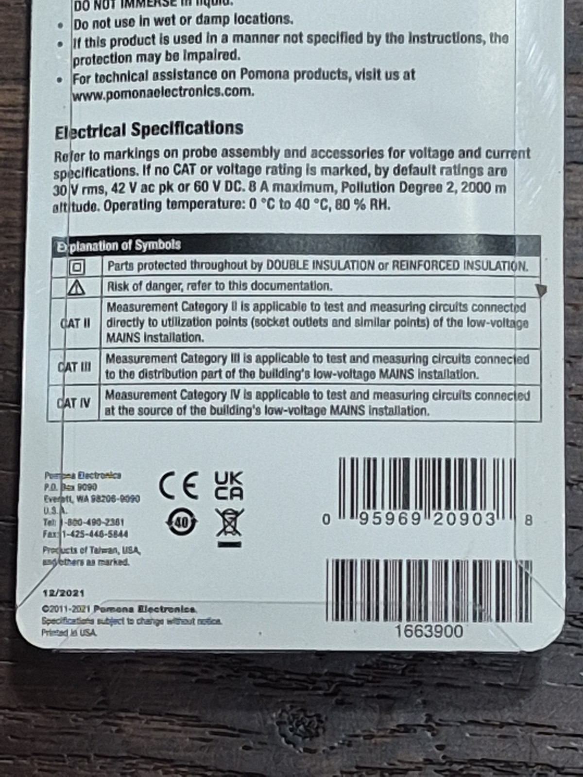 Pomona Electronics BASIC TEST LEAD SET Model 6343