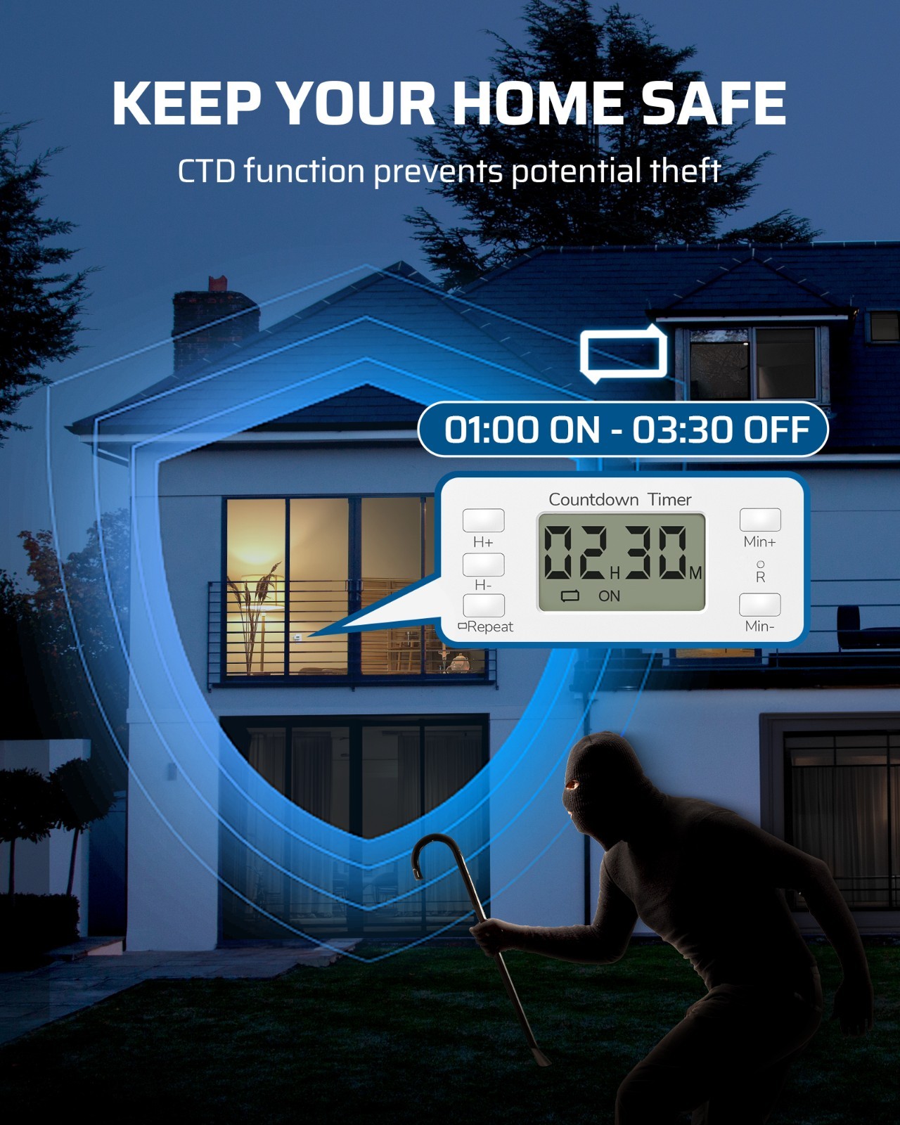 DEWENWILS 2-Pack Timer Outlet, 36H Countdown, Repeat Function,for Lights & Fans