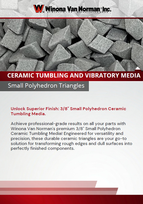 Ceramic Tumbling and Vibratory Media - Small Polyhedron Triangles - 3/8" Size