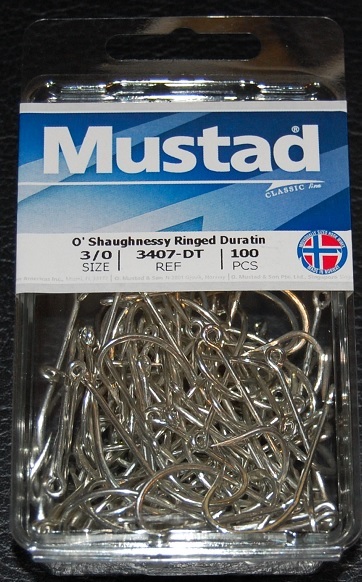 100 Mustad 3407DT Size 3/0 Saltwater Big Game Duratin J Hooks 3407DT-30