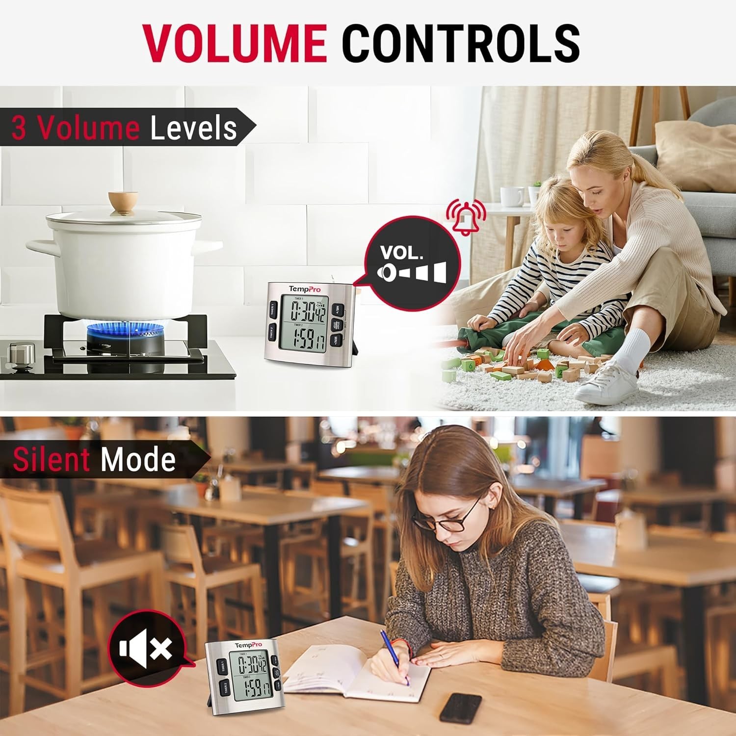 TM02 Timer with Dual Alarms & Memory Function - Stylish & Functional