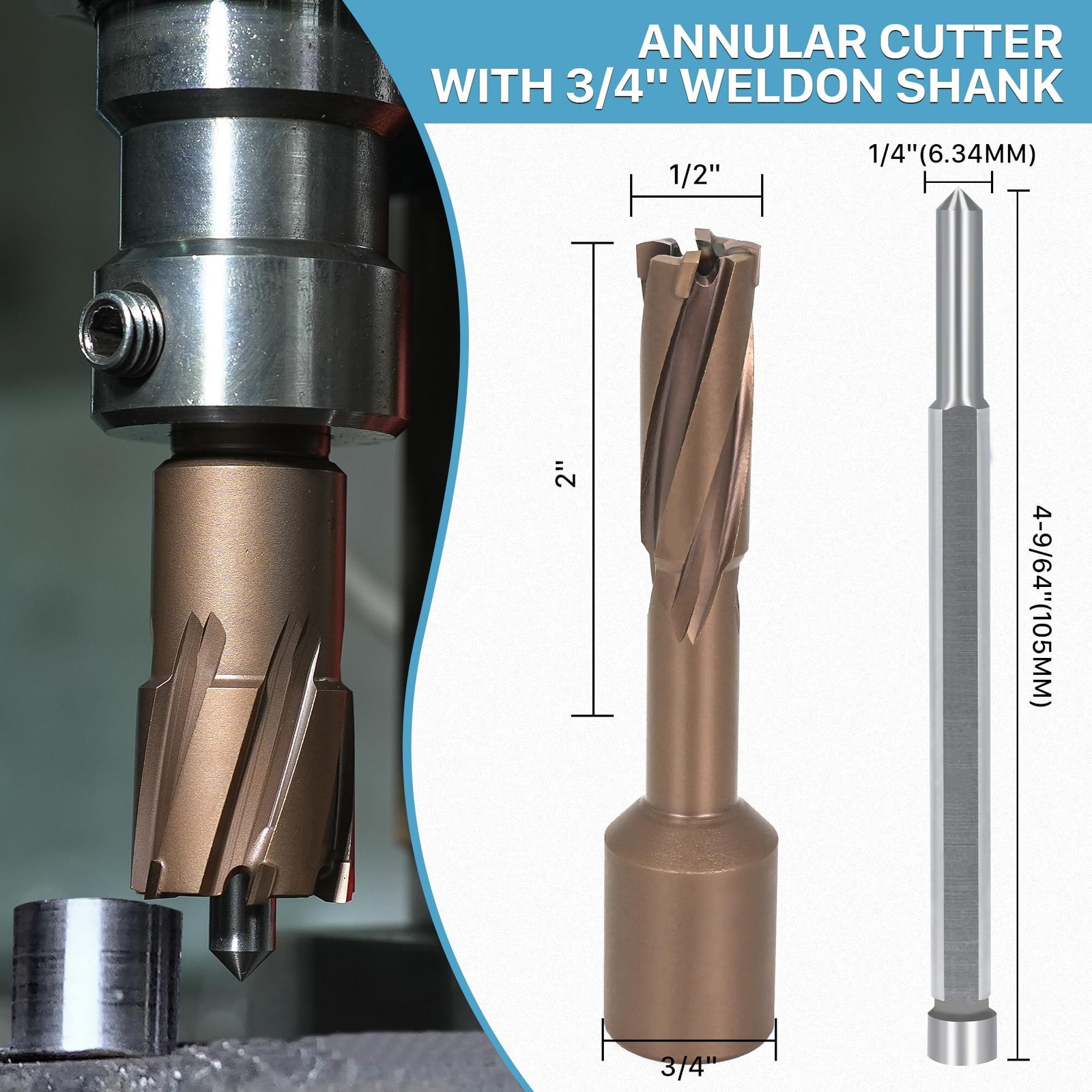 KEENTECH Carbide-Tipped Annular Cutter, 1/2" Diameter x 2" Depth, | Advanced ...