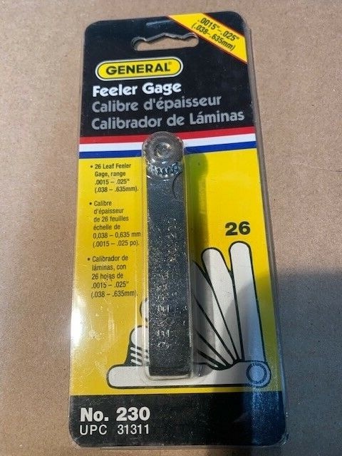 General feeler guage set # 230 26 pc set,new in package,never used 