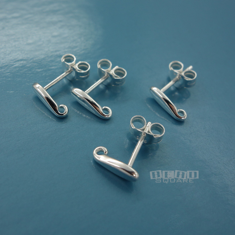 4PC Sterling Silver Small Drop Stud Post Earrings w/Open Loop & Clutches #33546