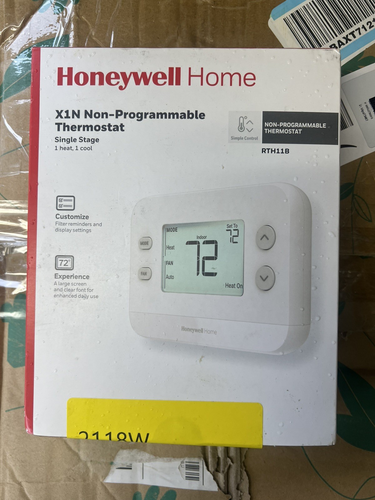 Honeywell X1N Single-Stage Non-Programmable Thermostat RTH11B in White