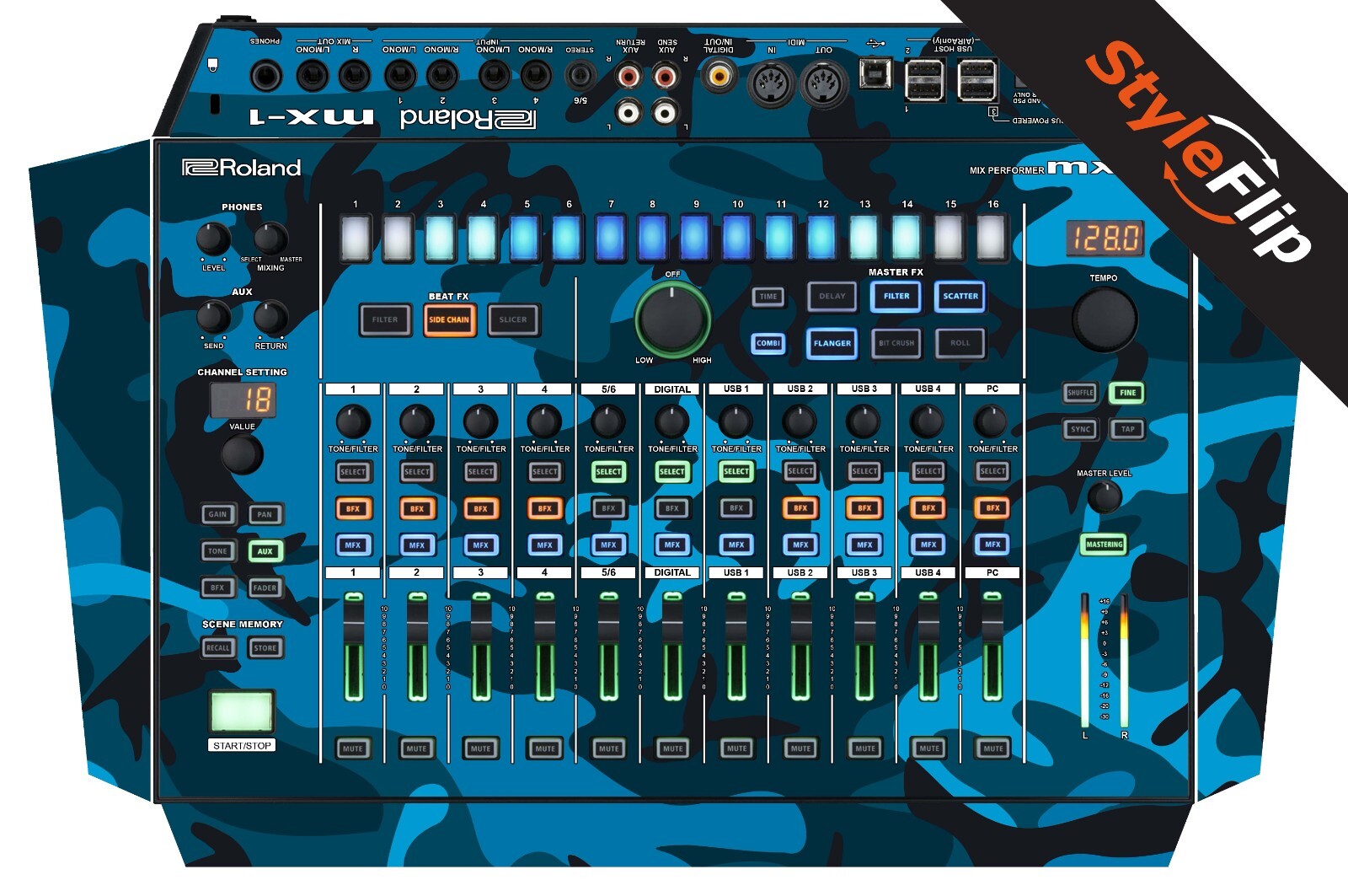 Roland MX-1 Skin | Blue Camo | Protective Decal | StyleFlip Skins