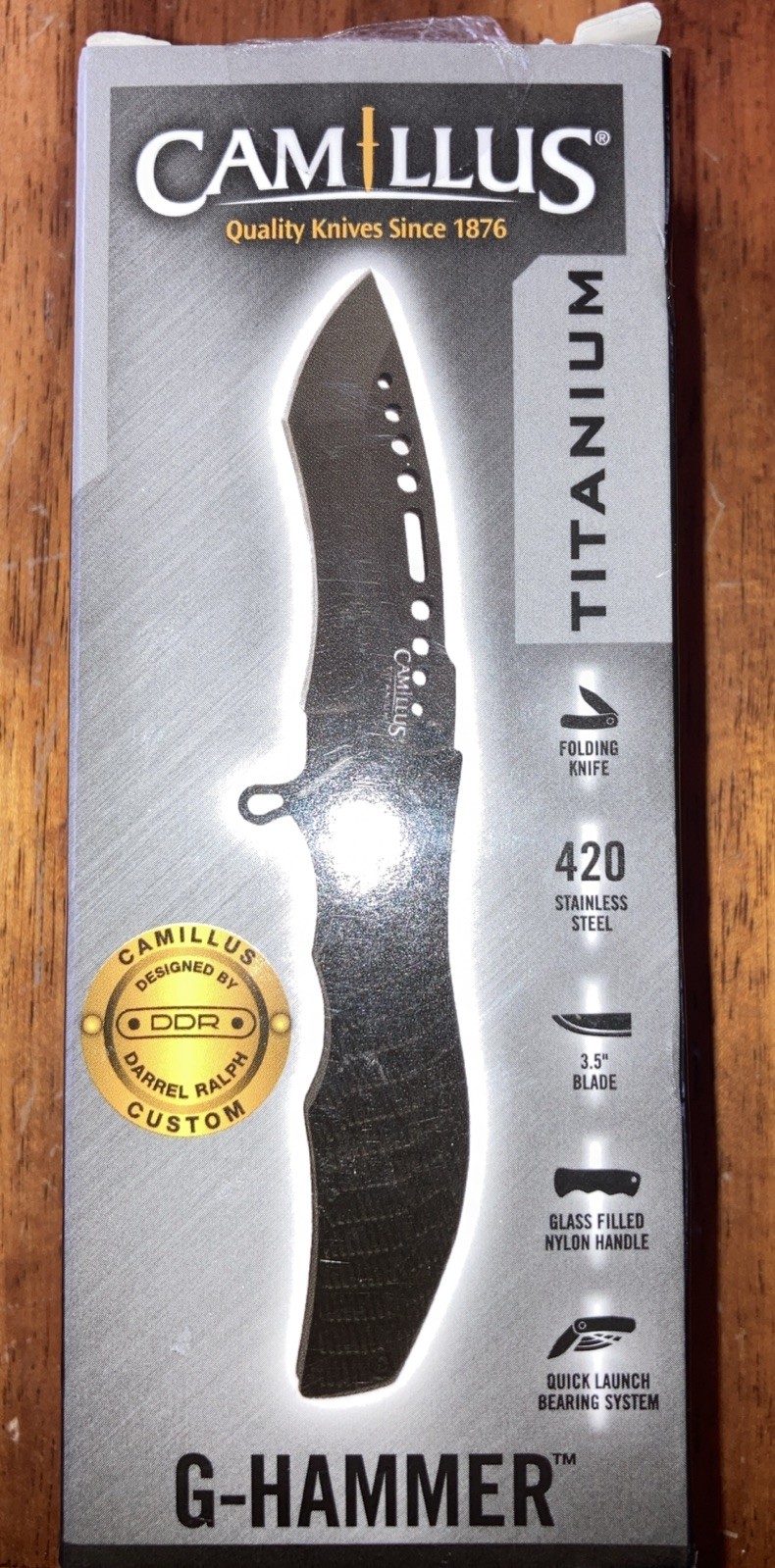 CAMILLUS GHAMMER 7.5″ FOLDING KNIFE – BLACK G- Hammer BNIP  Sharp Titanium 420ss