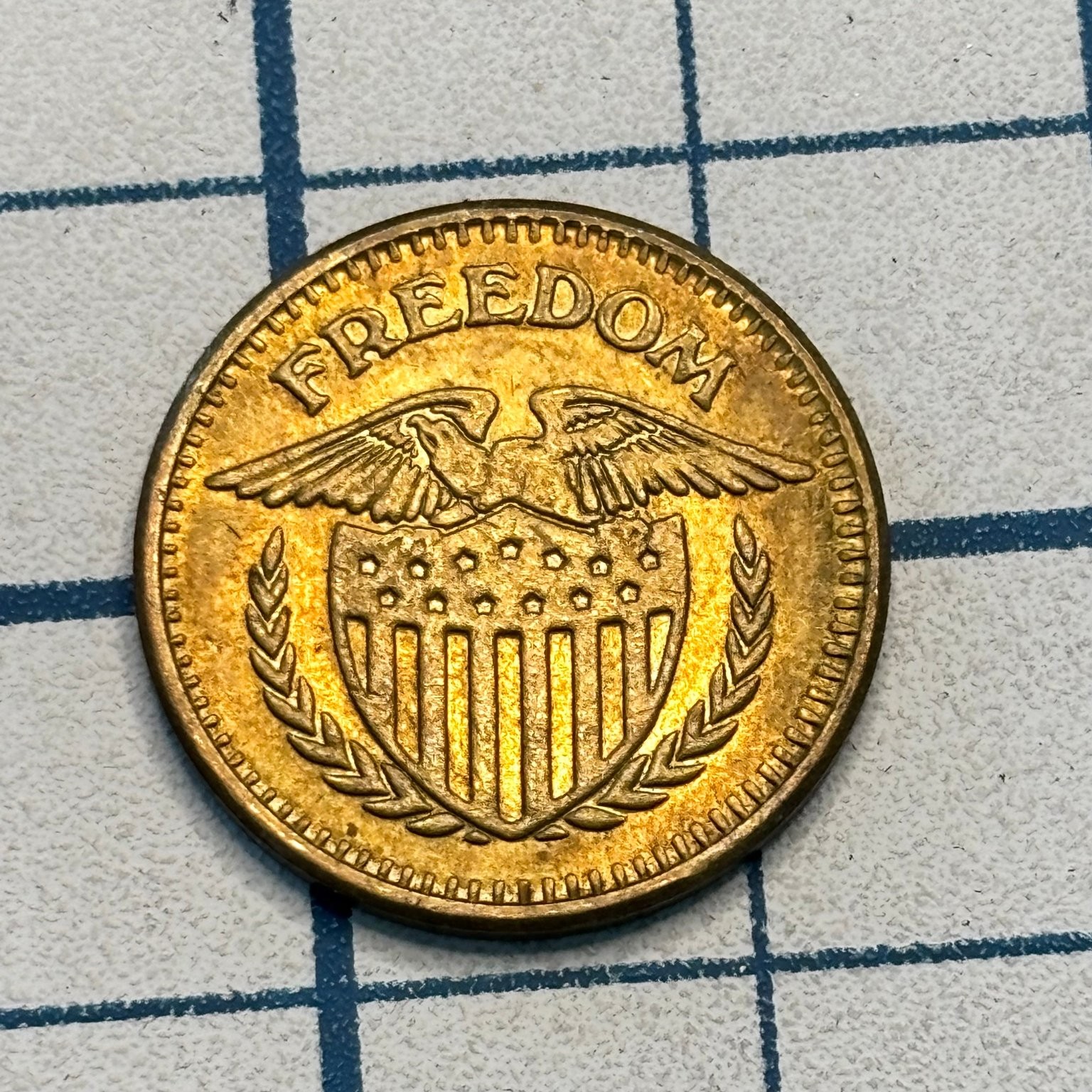 Chip Coin Token Poker Chip Brass Metal Freedom Design