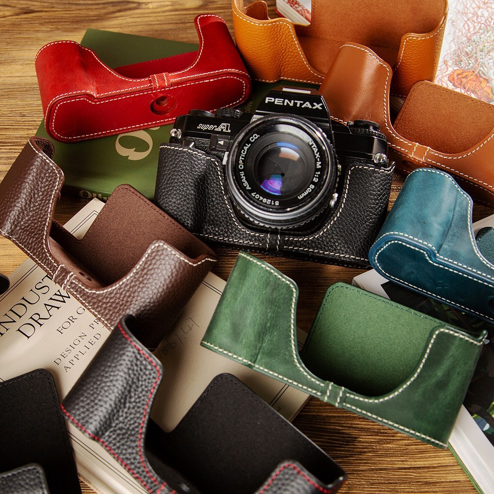 Handmade Genuine Real Leather Half Camera Case Bag Cover For Pentax super A