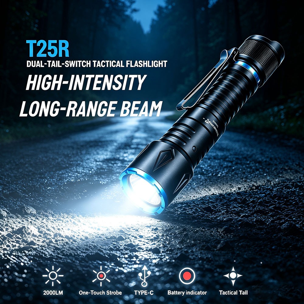 Trustfire 2000 LM Dual-Tail-Switch led Tactical Flashlight One-Touch Strobe US