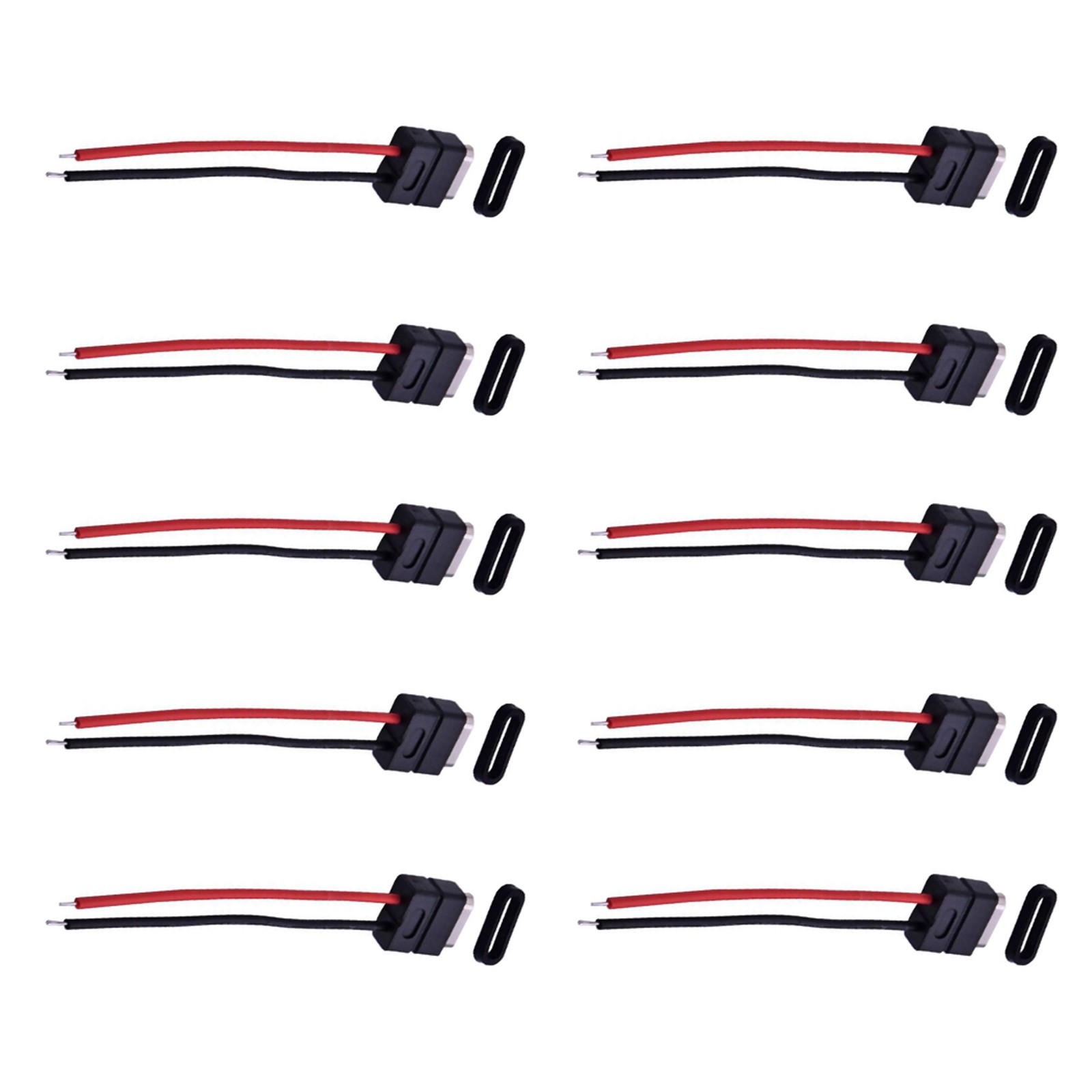 2 Pin USB 2.0 Type-C Connector Welding Wire Waterproof Female Socket Charging