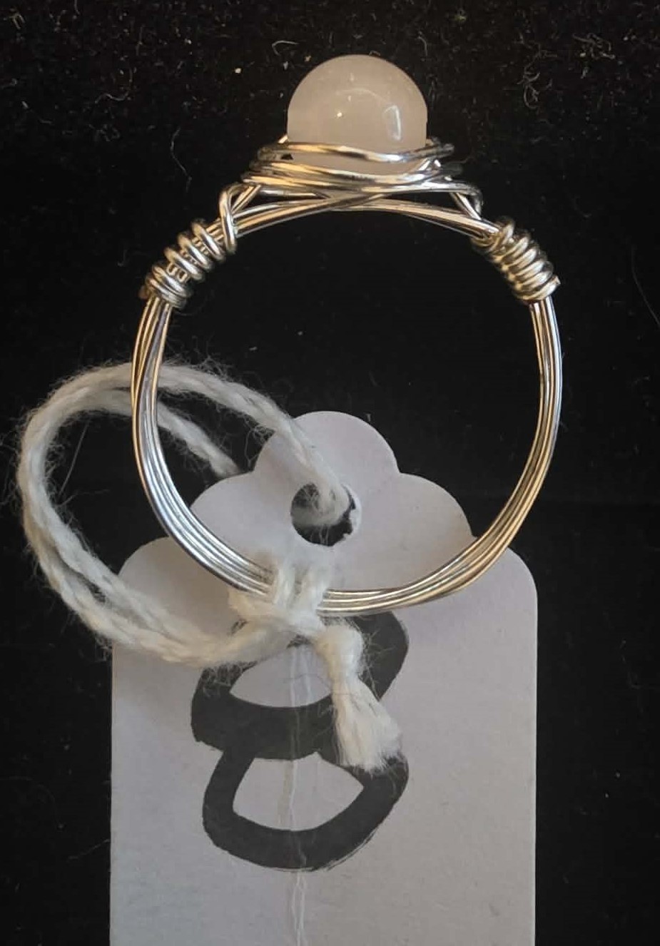 Handmade size 8 wire-wrapped Rose Quartz rings with Silver-Plated wire