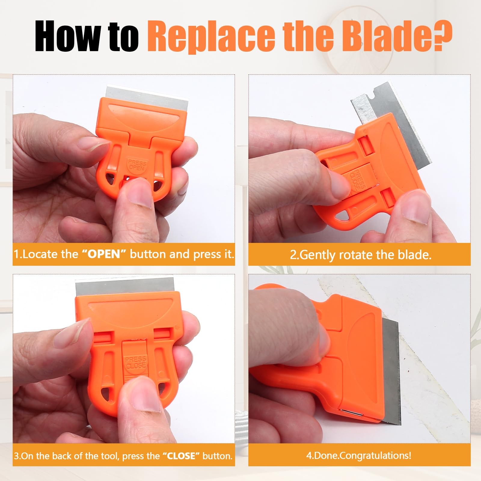 2 Sets Razor Blade Scrapers with Plastic Scraper Tool