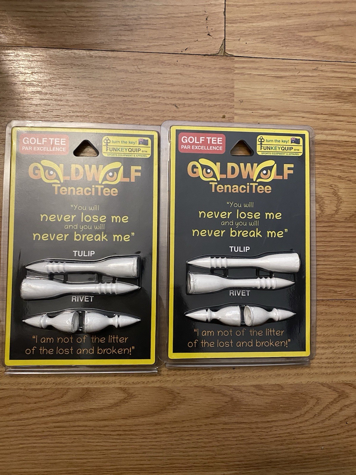 Goldwolf TenaciTee Golf Tees, White. Tulip & Rivet Premium Golf Tees. 2 pks