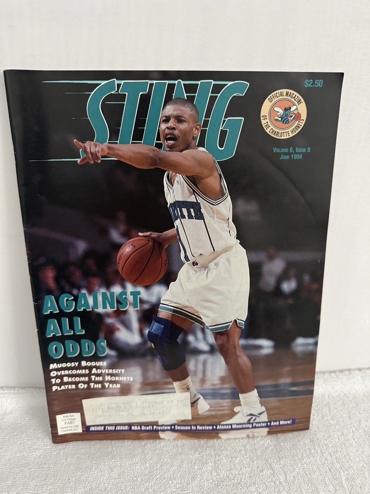 Charlotte Hornets Sting 1994 Muggsy Bogies Cover A. Mourning Poster