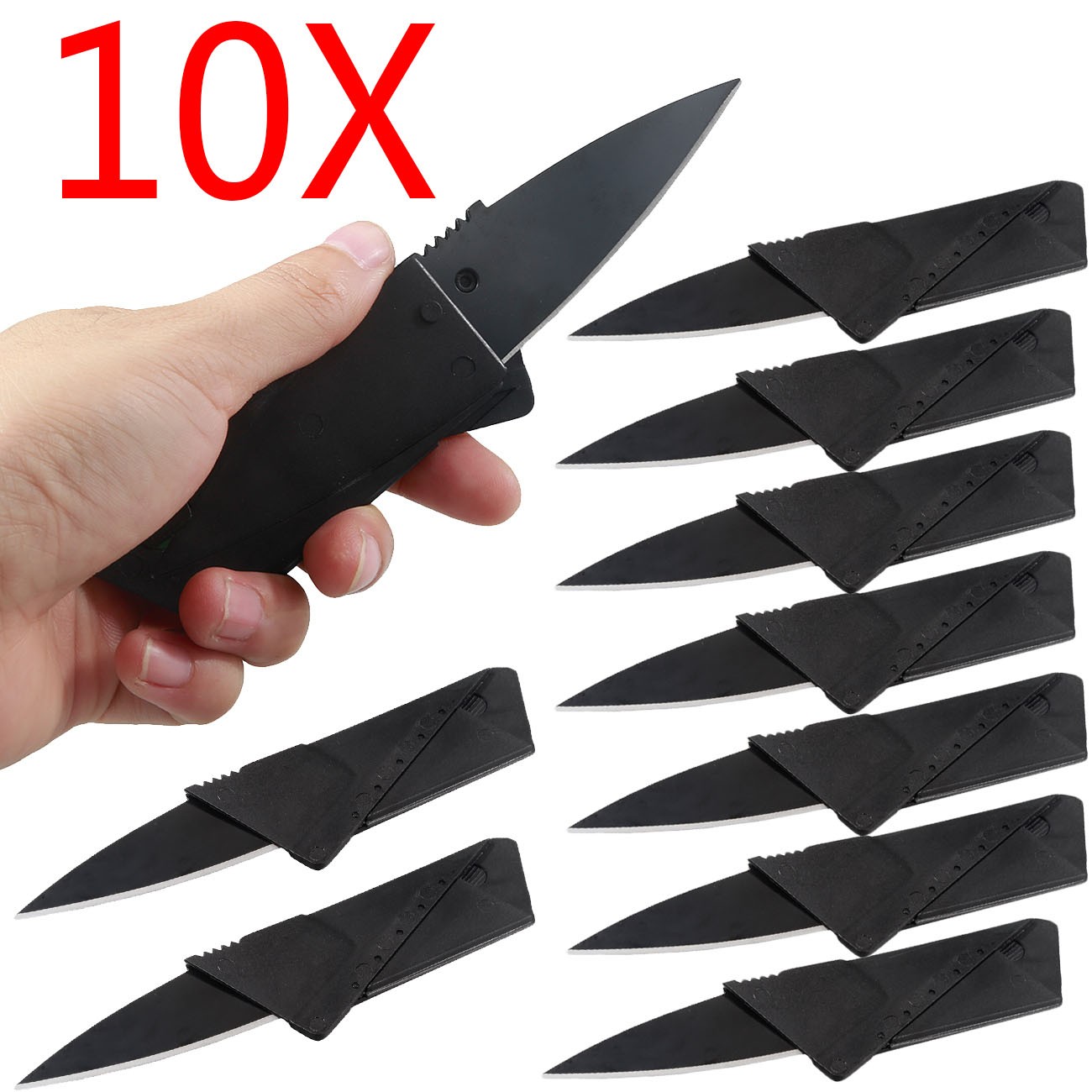 10PCs Ultra-Thin Folding Pocket Knives Sharp Hunting Knives Credit Cards Knives