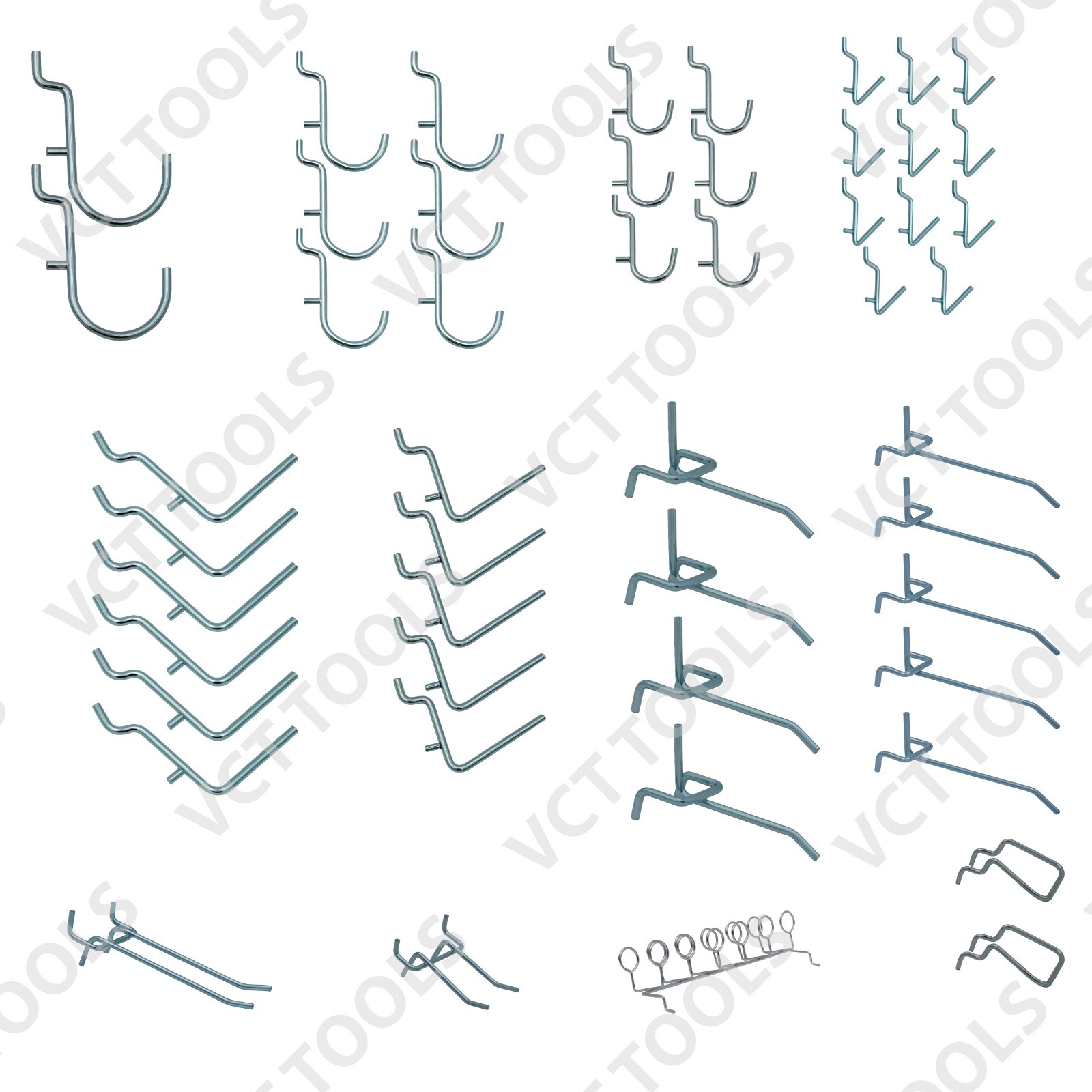 50pc Pegboard Hooks Set Chrome Steel Organizer Kit for Garage Workshop Storage