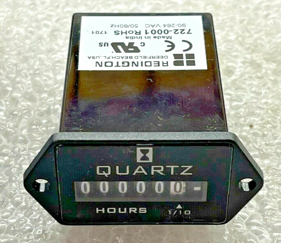 722-0001, Panel Mount Timer, Model 722, Sealed Hour Meter, 90 VAC, 264 VAC