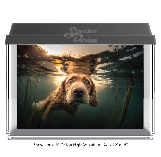 Funny Swimming Dog Golden Polyester Fish Tank Glass Backdrop Aquarium Background