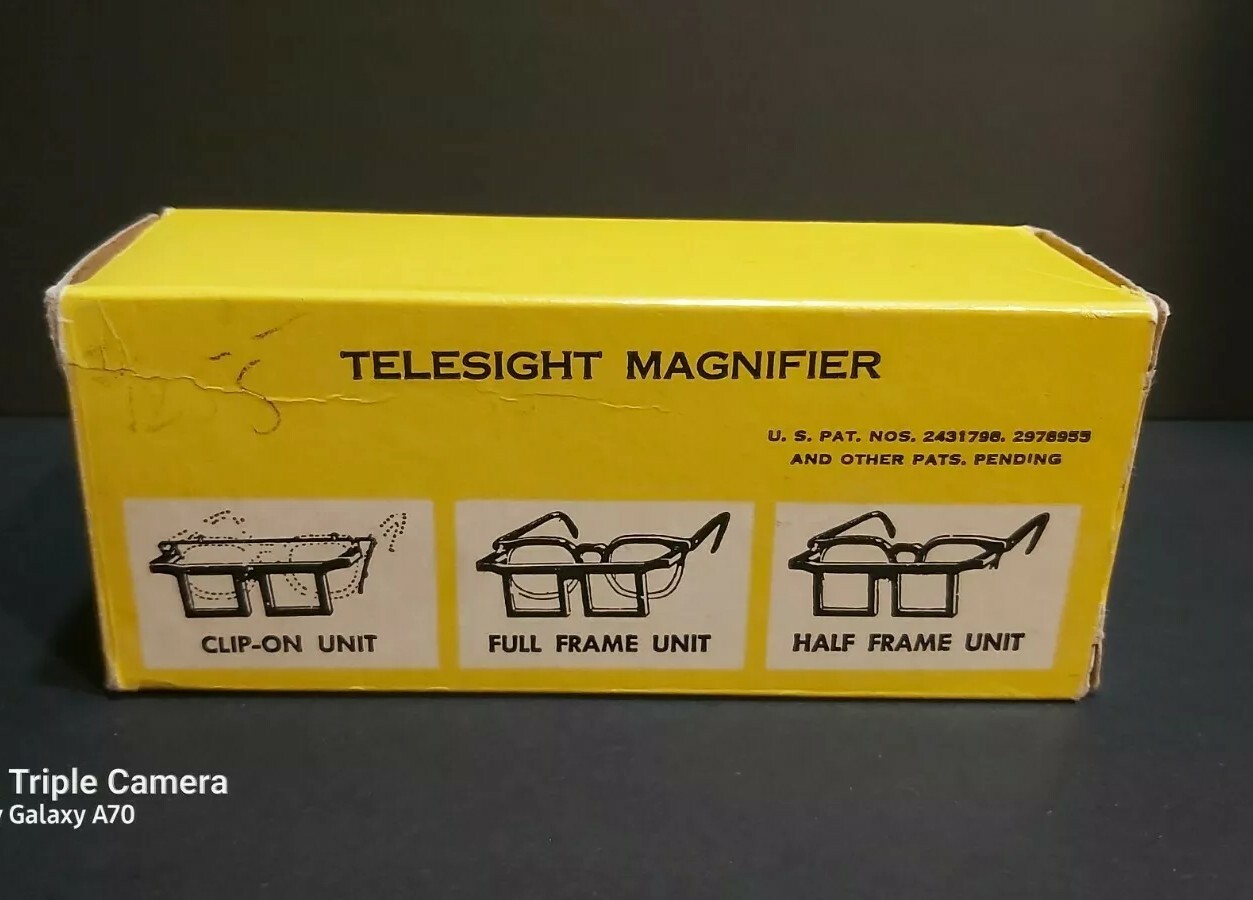 TELESIGHT MAGNIFIER HALF FRAME MAGNIFYING GLASSES # 24, 2x, 10" DISTANCE . USA