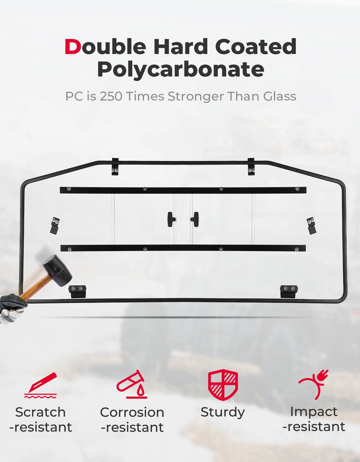For Can-Am Defender HD 5/ 8/ 10/ MAX Rear Sliding Windshield Back Screen 2016-24