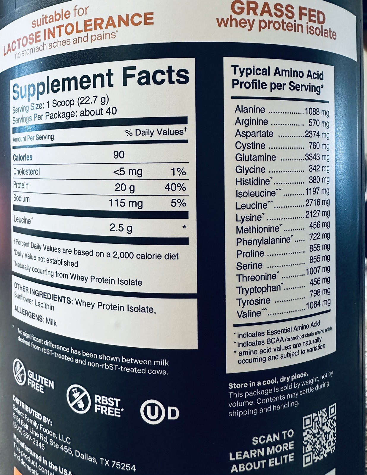 Elite Whey Isolate Unflavored 12 LBS