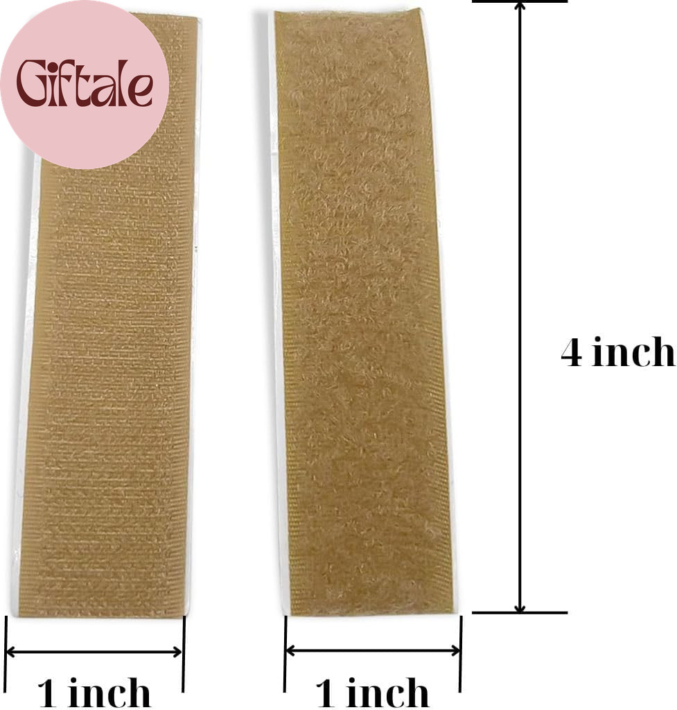 15 Sets Beige Hook and Loop Strips with Adhesive 1 Inch Width Strong Tan Adhesiv