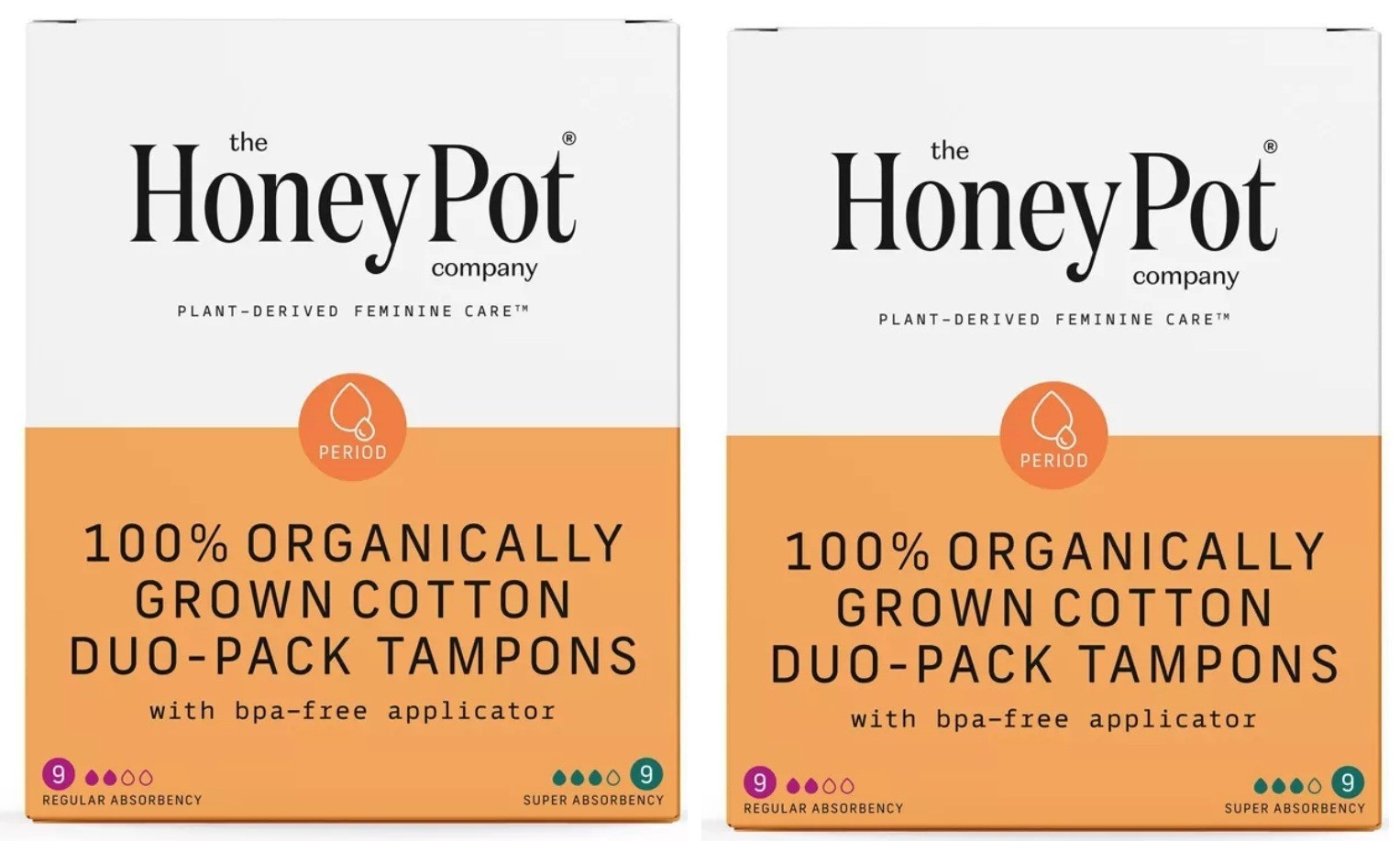 The Honey Pot Company, Organic Cotton Core Duo-Pack Applicator Tampons 18ct Lot