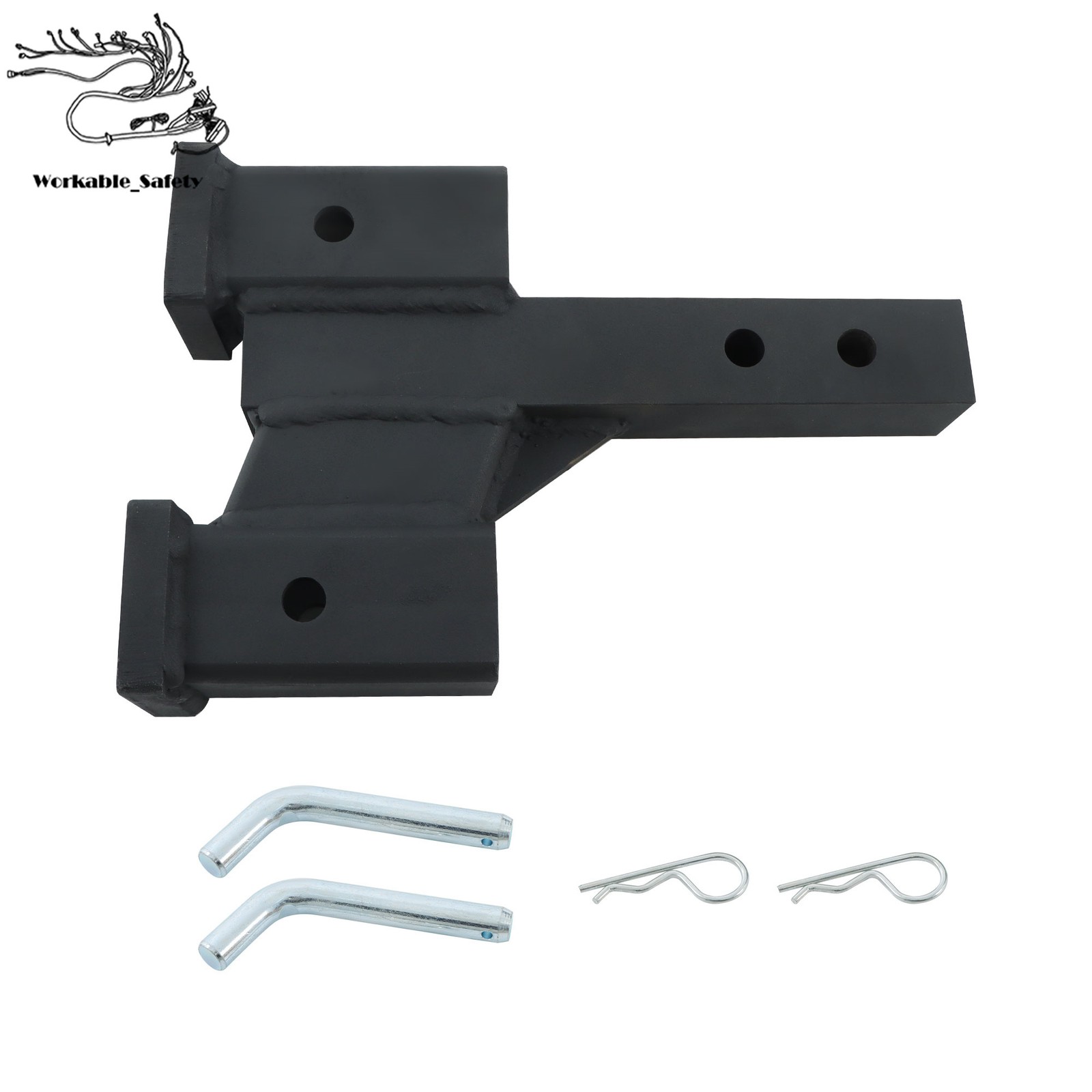 2" Receiver Dual Hitch Adapter 2" Solid Shank 10000Lbs Capacity Easy Install
