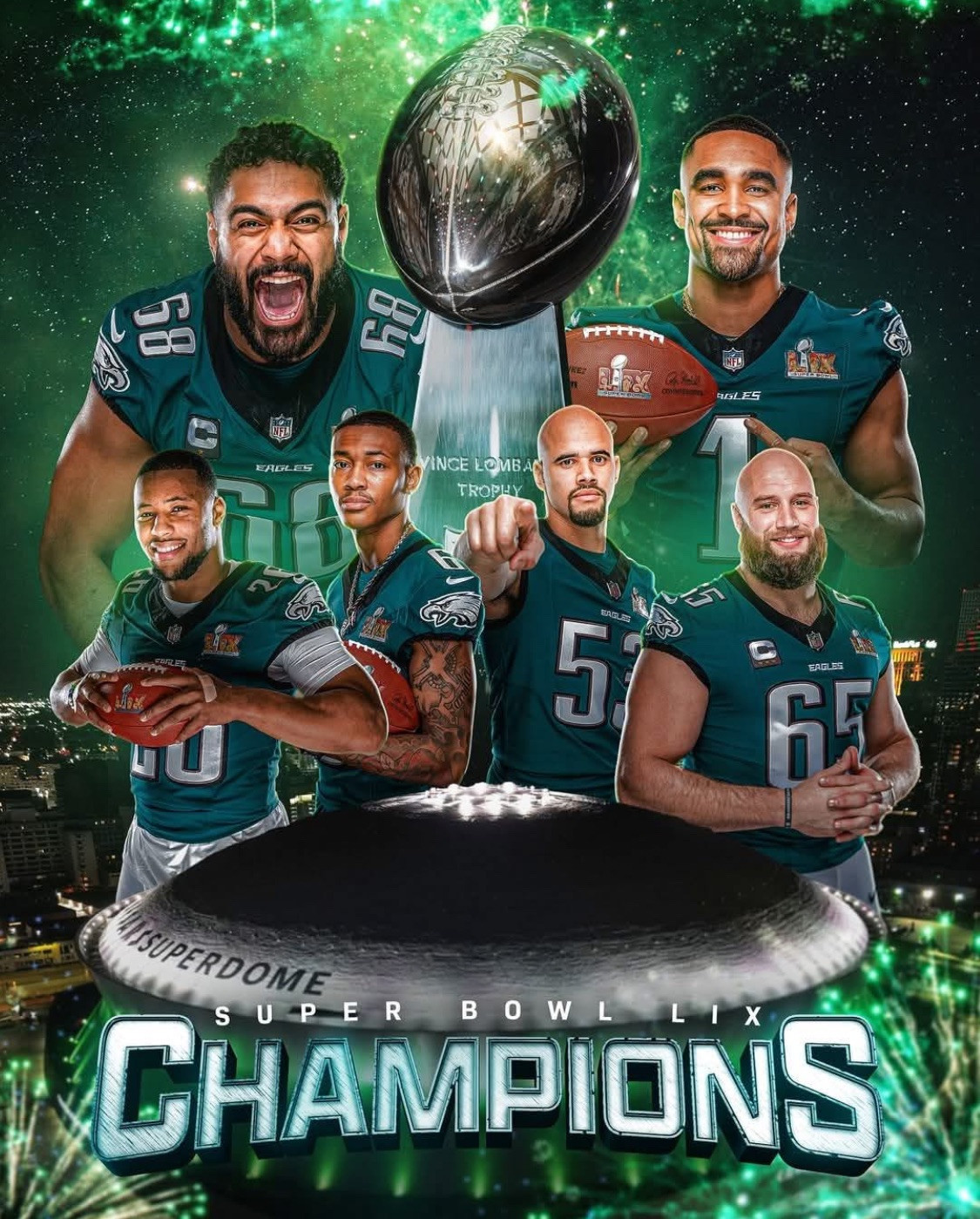 Philadelphia Eagles Super Bowl LIX 59 Championship 8x10 Photo Not A Poster