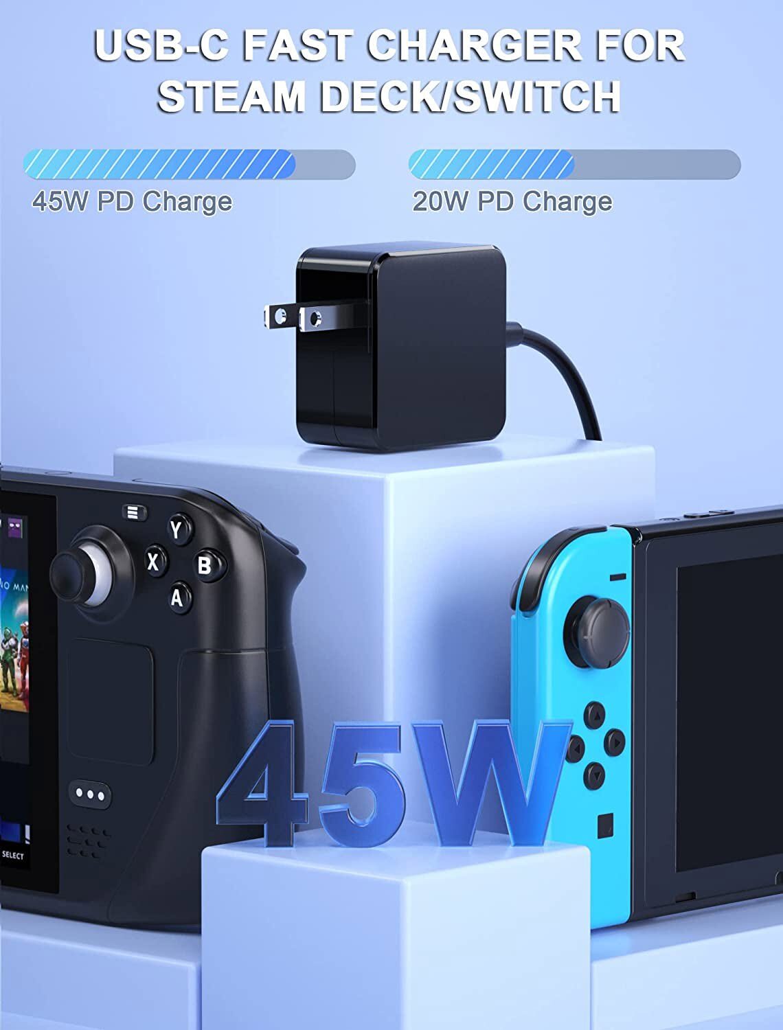 45W Universal Fast Charging Type C For Steam Deck Nintendo Switch USB-C Charger