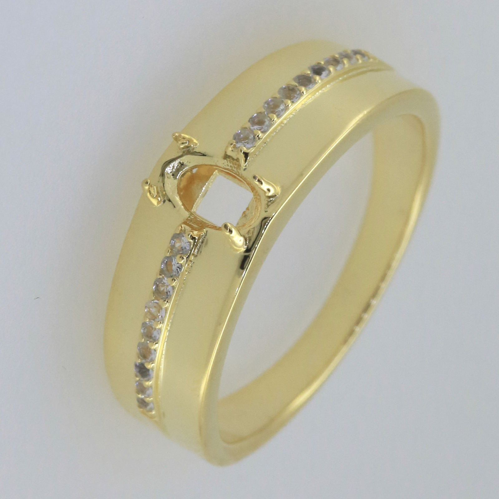 Men's Sterling Silver Semi Mount Ring Setting Oval OV 7X5mm Sz 10