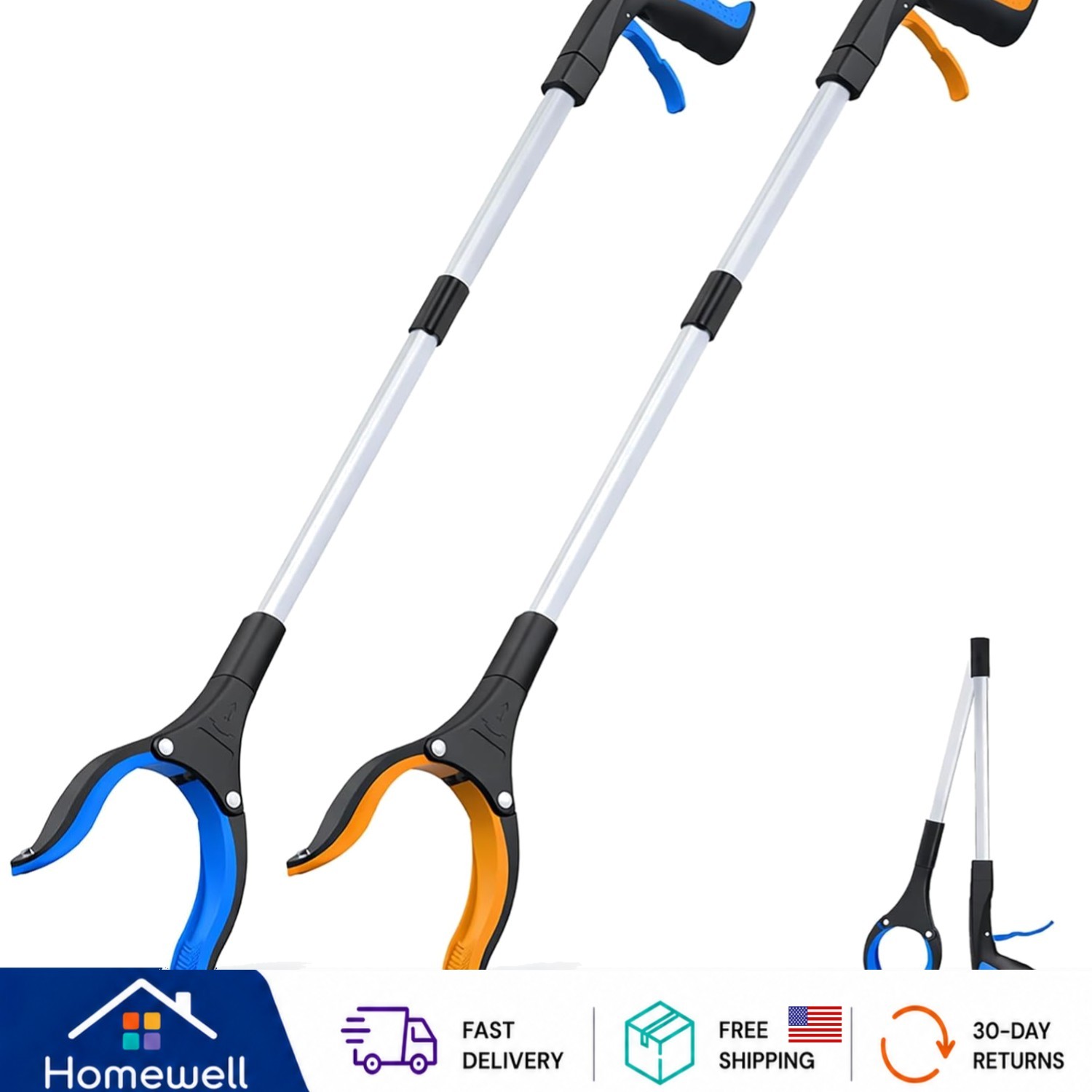 Heavy Duty 32” Foldable Grabber Reacher - Perfect for Seniors & Recovery Aid