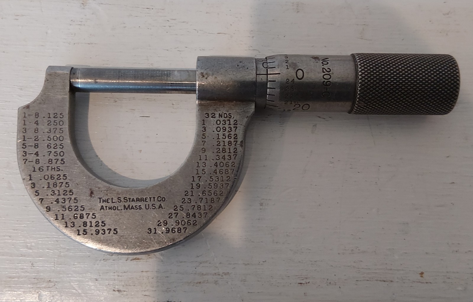 Starette No. 209 1" Micrometer (Works Nicely)