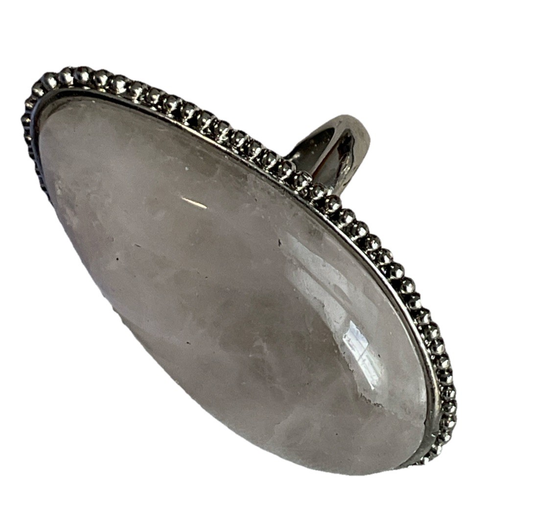 smoky amethyst ring, Oval Shape/ silver tone, size 8