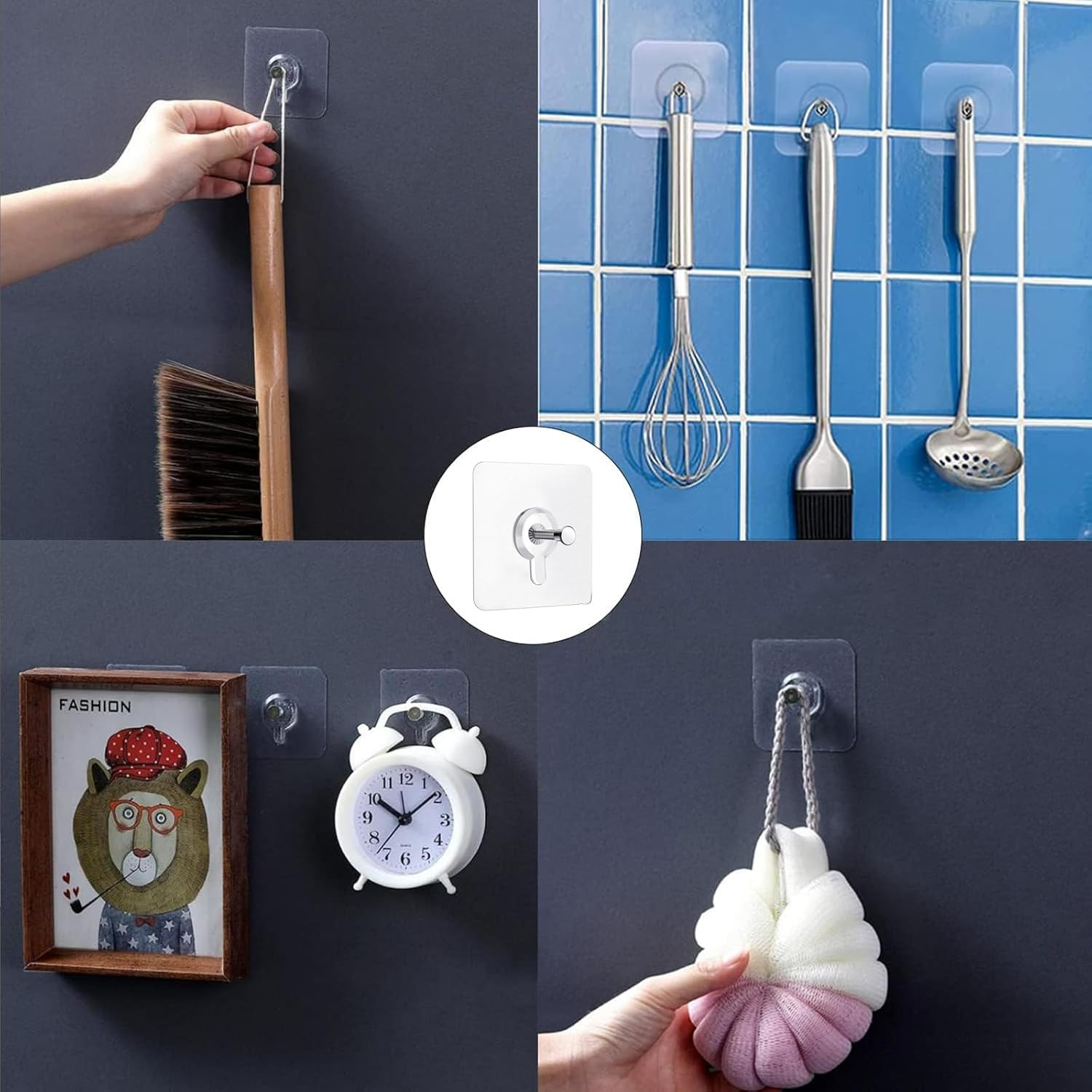 14 Pack Adhesive Wall Hooks, Wall Hangers without Nails, No Damage Picture Hooks