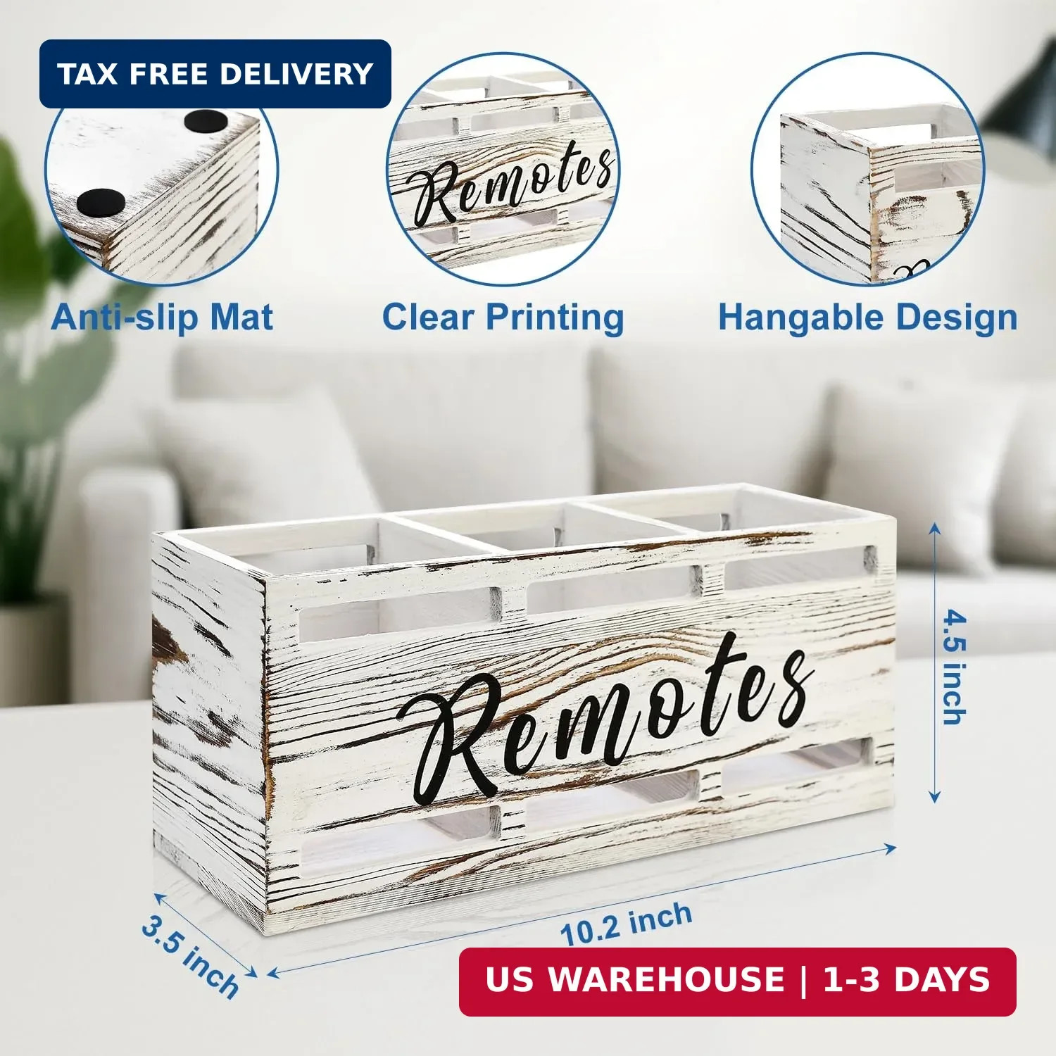 Remote Control Holder for Wall Bedside Organizer Wooden Remote Caddy Control Org